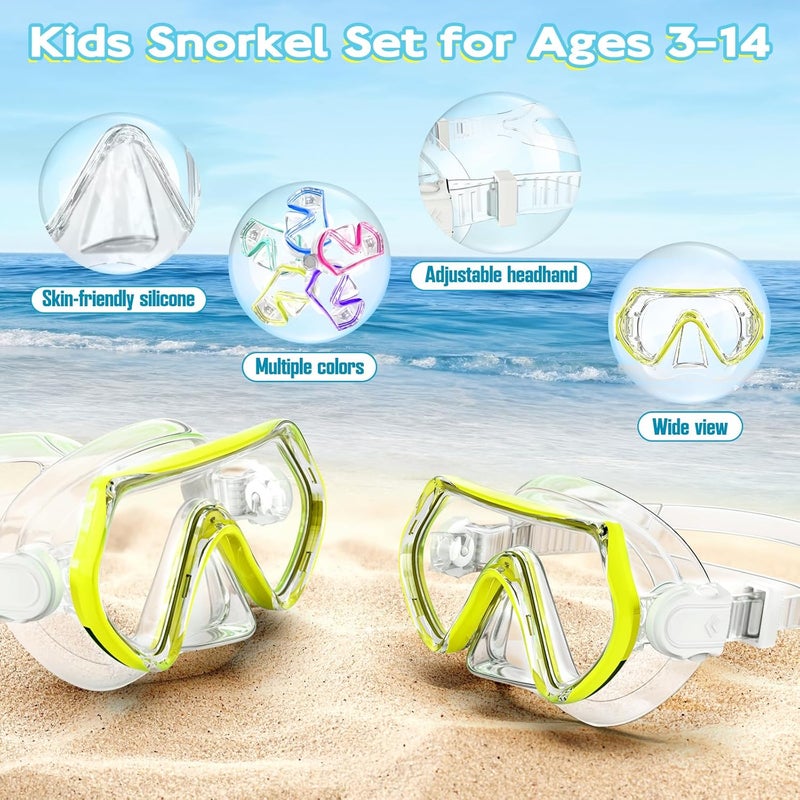ZipAura Snorkeling Gear for Kids, Kids Snorkel Set for Ages 3-14, Anti-Fog Diving Mask and Dry Top Snorkel Combo Set, Unisex Swimming Goggles - Image 5